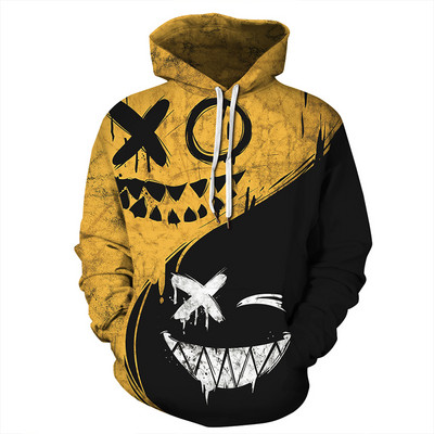 Ανδρικό δίχρωμο φούτερ με κουκούλα casual με τσέπη