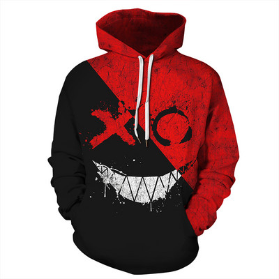 Ανδρικό φούτερ casual με απλικέ και κουκούλα