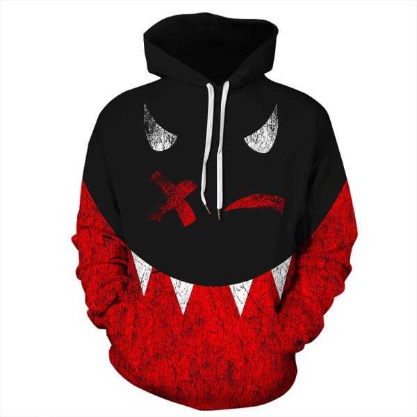 Ανδρικό φούτερ casual με απλικέ και κουκούλα