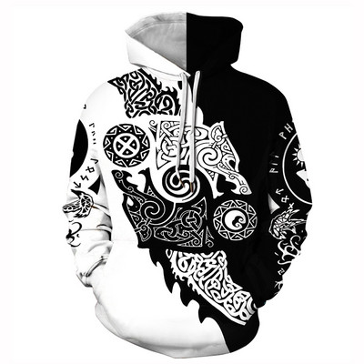 Férfi pulóver kapucnival és 3D elemmel több színben