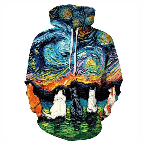 Ανδρικό φθινοπωρινό φούτερ με κουκούλα με 3D print