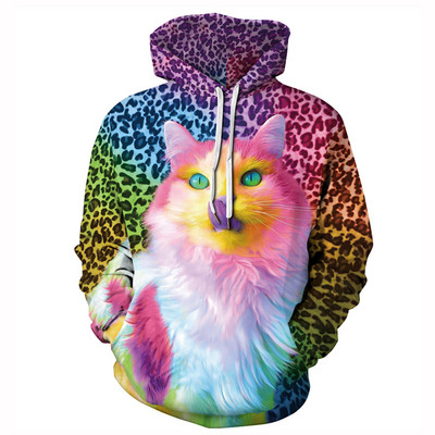 Ανδρικό πολύχρωμο φούτερ με κουκούλα και απλικέ