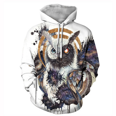 Ανδρικό πολύχρωμο φούτερ με κουκούλα και απλικέ