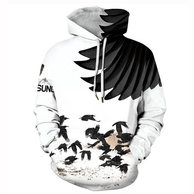 Ανδρικό πολύχρωμο φούτερ με κουκούλα και απλικέ