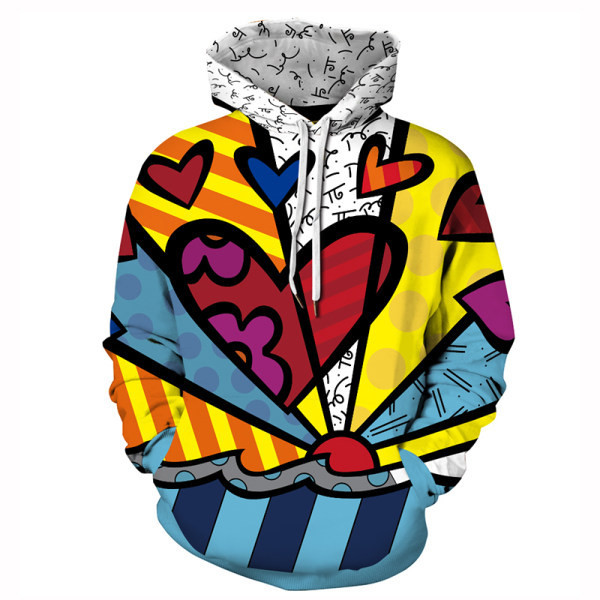 Ανδρικό πολύχρωμο φούτερ με κουκούλα και απλικέ