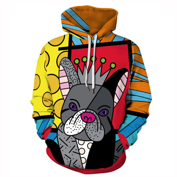 Ανδρικό πολύχρωμο φούτερ με κουκούλα και απλικέ