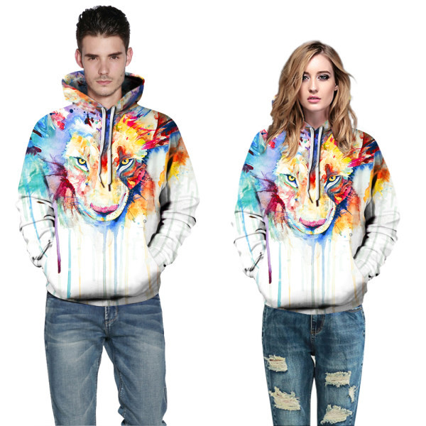 Új modell színes kapucnis pulóver oroszlánmintával