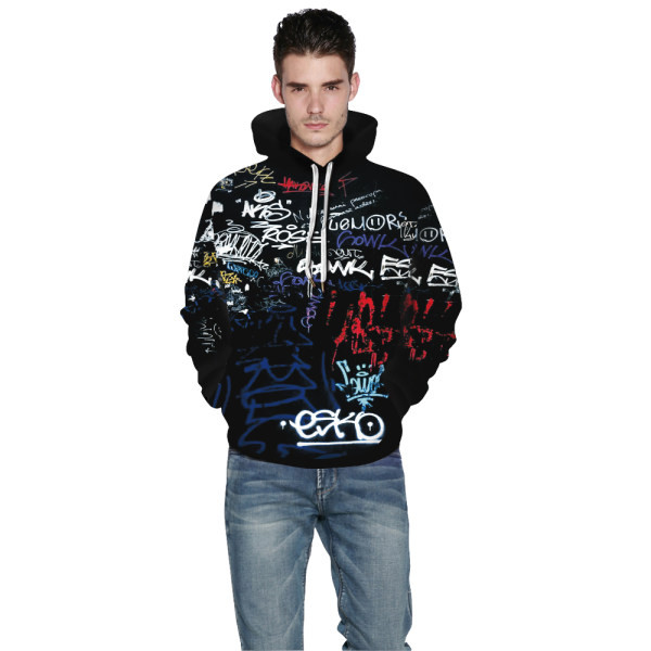 Ανδρικό φούτερ casual με διακοσμητικό φλοράλ στάμπα