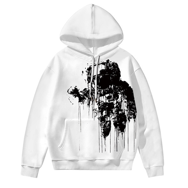 Új modell férfi pulóver fekete-fehér színben 3D nyomattal