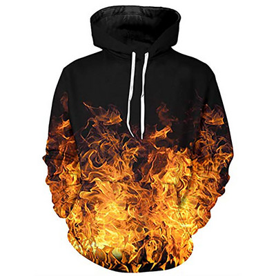 Ανδρικό φούτερ με κουκούλα και τρισδιάστατη εκτύπωση