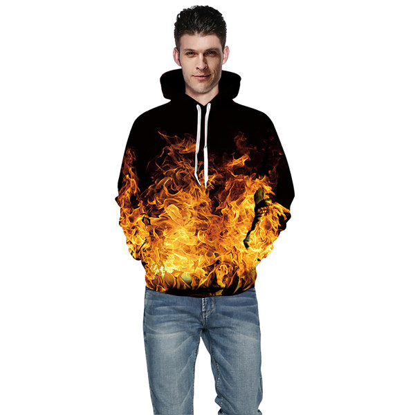 Ανδρικό φούτερ με κουκούλα και τρισδιάστατη εκτύπωση