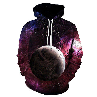 Ανδρικό φούτερ casual 3D print με κουκούλα