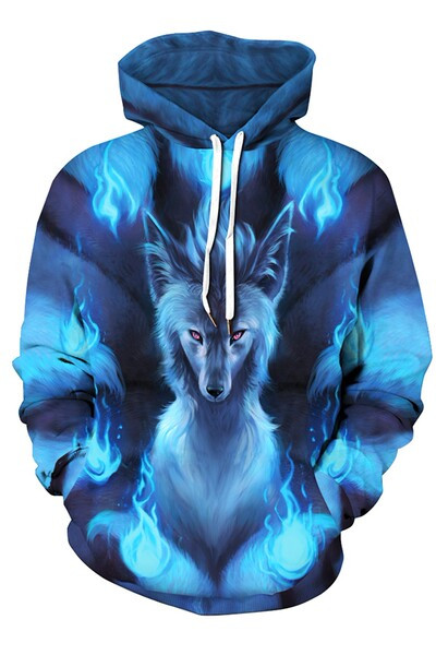 Meeste sinine dressipluus 3D loomaprindiga