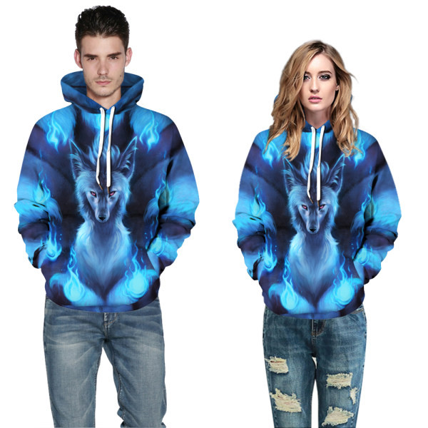 Meeste sinine dressipluus 3D loomaprindiga