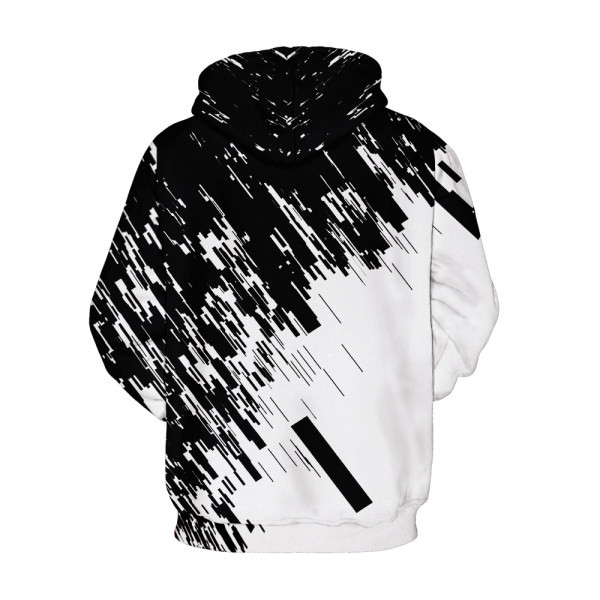 Νέα ανδρική ασπρόμαυρη φούτερ με κουκούλα και τσέπη