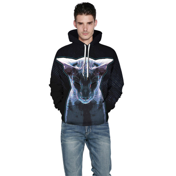 Ανδρικό μοντέρνο φούτερ 3D print με κορδόνια