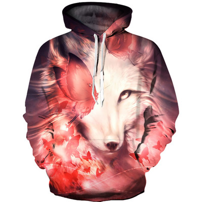 Alkalmi férfi, színes kapucnis pulóver 3D nyomtatással