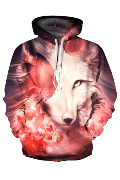 Alkalmi férfi, színes kapucnis pulóver 3D nyomtatással