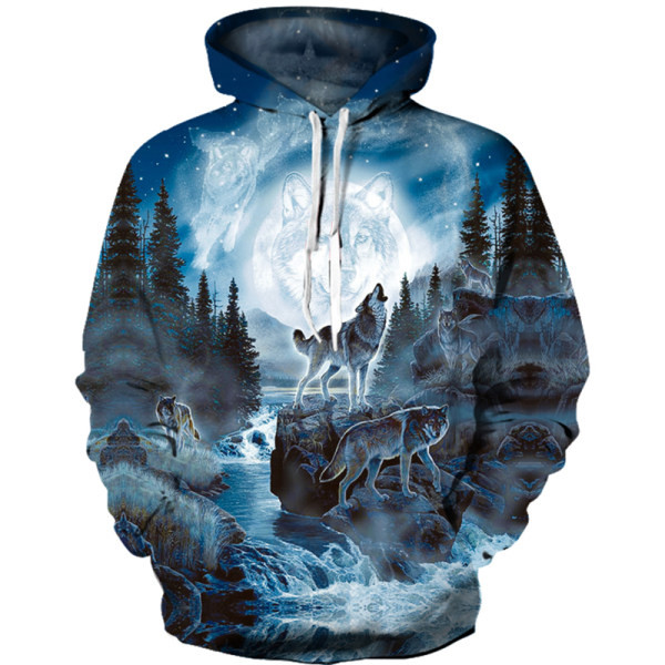 Alkalmi férfi, színes kapucnis pulóver 3D nyomtatással