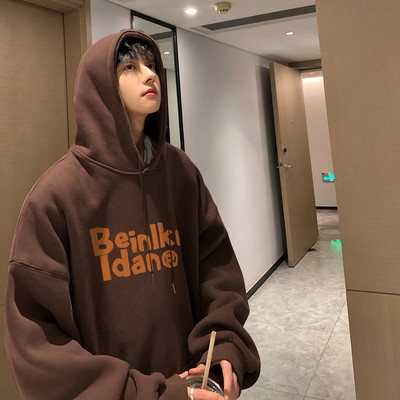 Φαρδύ ανδρικό φούτερ με κουκούλα και τσέπη