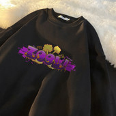 Meeste vabaaja dressipluus trükise ja ovaalse kaelusega