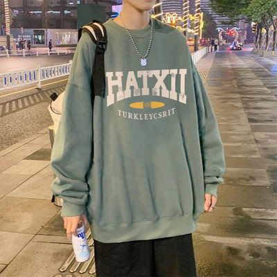 Plataus modelio vyriški megztiniai su užrašu tinkantys kasdieniam gyvenimui