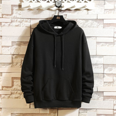 Ανδρικό μονόχρωμο φούτερ με κουκούλα και τσέπη