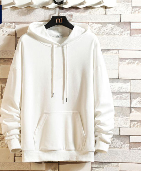 Ανδρικό μονόχρωμο φούτερ με κουκούλα και τσέπη