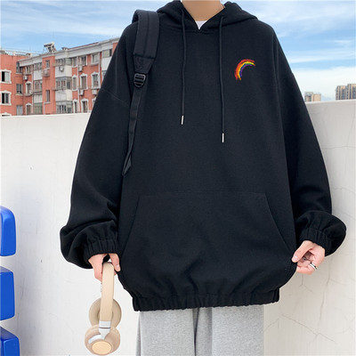 Vyriški megztiniai su gobtuvu ir trijų spalvų raišteliais