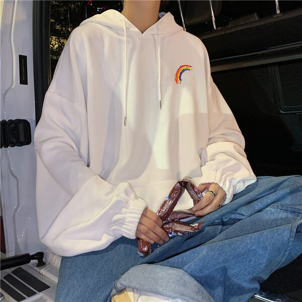 Vyriški megztiniai su gobtuvu ir trijų spalvų raišteliais