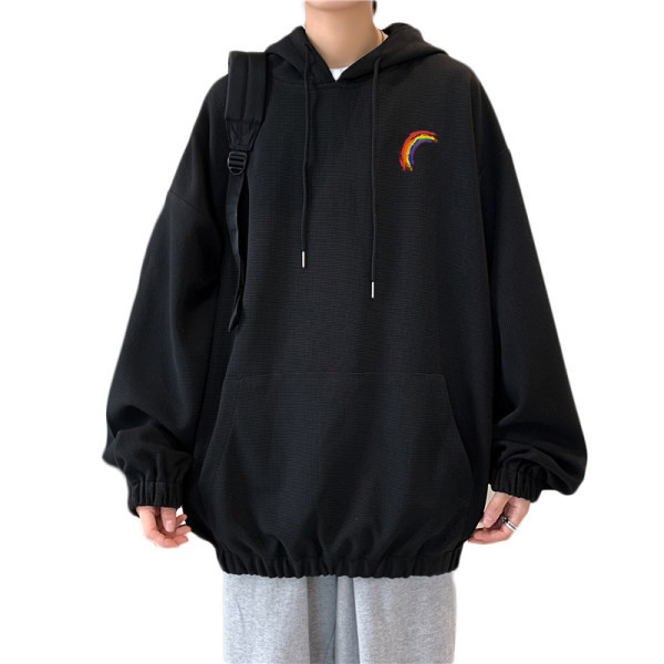 Vyriški megztiniai su gobtuvu ir trijų spalvų raišteliais