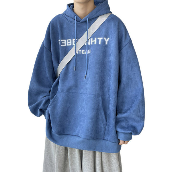 Kapuutsiga ja pealdisega meeste sportlik dressipluus