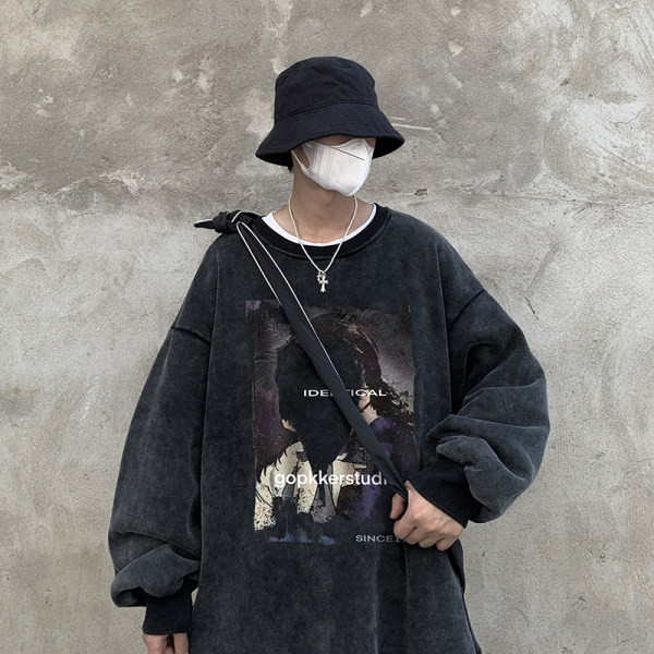 Férfi pulóverek mindennapi használatra, dekoratív feliratokkal és applikációkkal