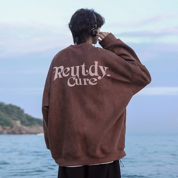 Ανδρική φαρδιά μπλούζα με στάμπα στην πλάτη