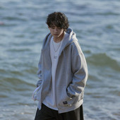 Vyriški vienspalviai megztiniai su gobtuvu su užtrauktuku