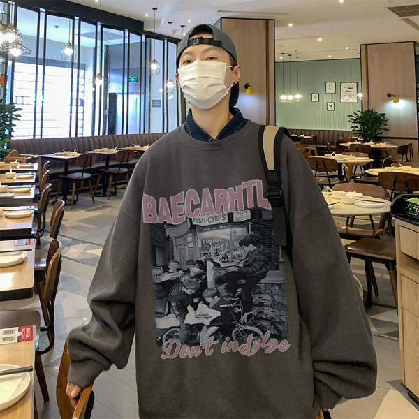 Alkalmi férfi hosszú ujjú, nyomott pulóver