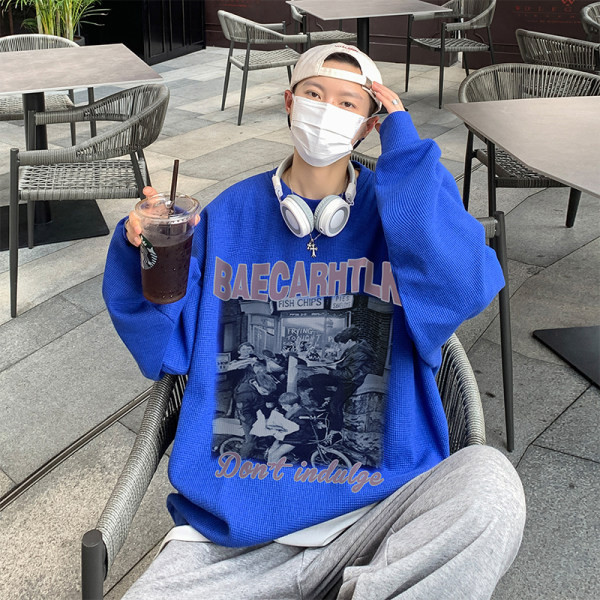 Alkalmi férfi hosszú ujjú, nyomott pulóver