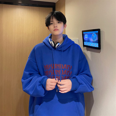 Meeste sügisene avara kapuutsiga nööriga dressipluus