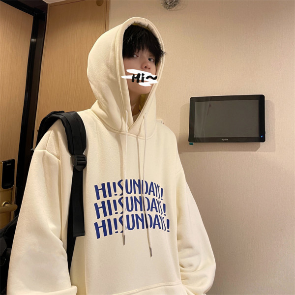 Meeste sügisene avara kapuutsiga nööriga dressipluus