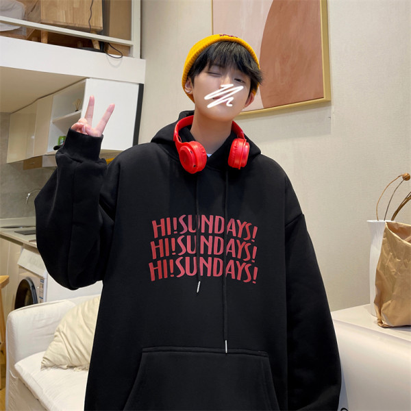 Meeste sügisene avara kapuutsiga nööriga dressipluus