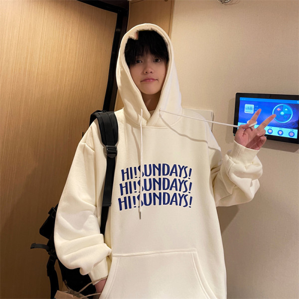 Meeste sügisene avara kapuutsiga nööriga dressipluus