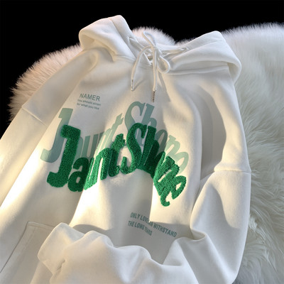 Vyriški megztiniai su spauda su gobtuvu