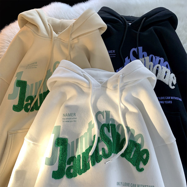 Vyriški megztiniai su spauda su gobtuvu