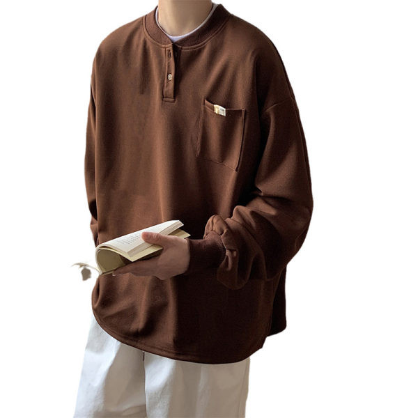 Vyriškas pavasarinis megztinis su kišene ir sagomis