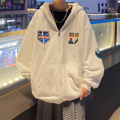 Alkalmi férfi kapucnis pulóver cipzárral