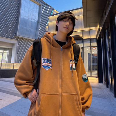 Alkalmi férfi kapucnis pulóver cipzárral