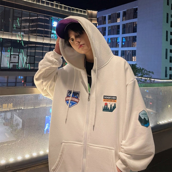 Alkalmi férfi kapucnis pulóver cipzárral