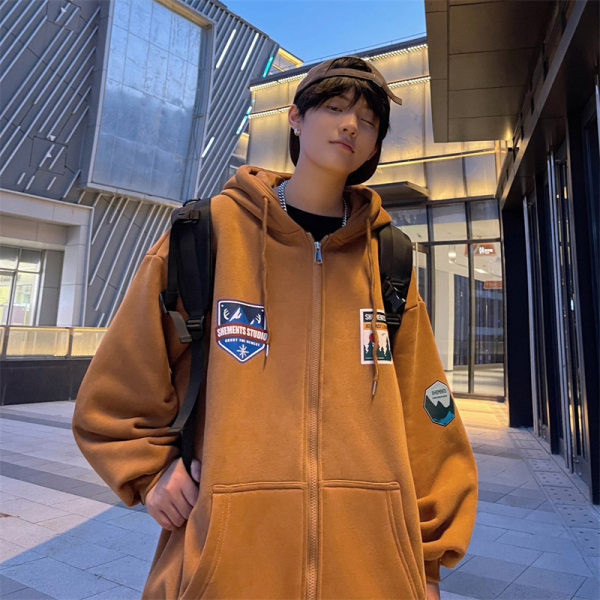 Alkalmi férfi kapucnis pulóver cipzárral