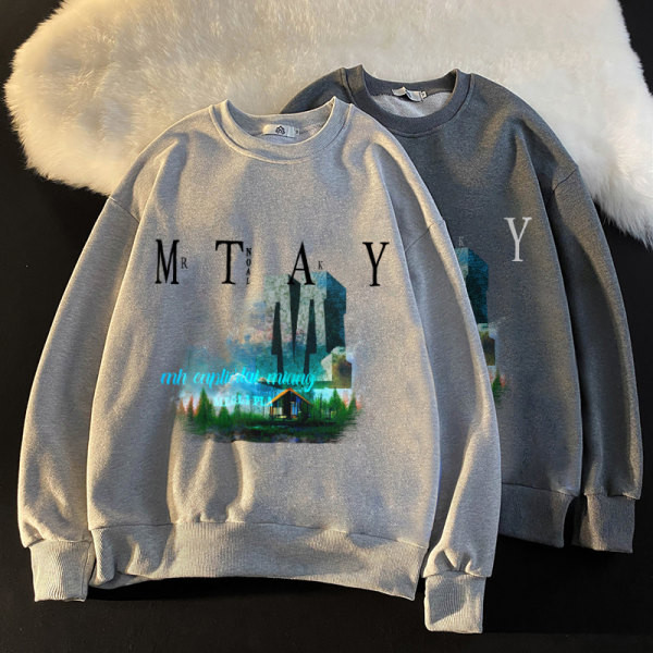 Ανδρικό casual αθλητικό φούτερ με πολύχρωμη στάμπα