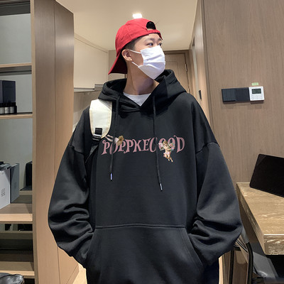 Férfi széles modell pulóver dekoratív feliratokkal